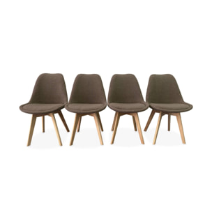 Lot de 4 chaises scandinaves NILS revêtement bouclette taupe. pieds bois de hêtre. chaise 1 place