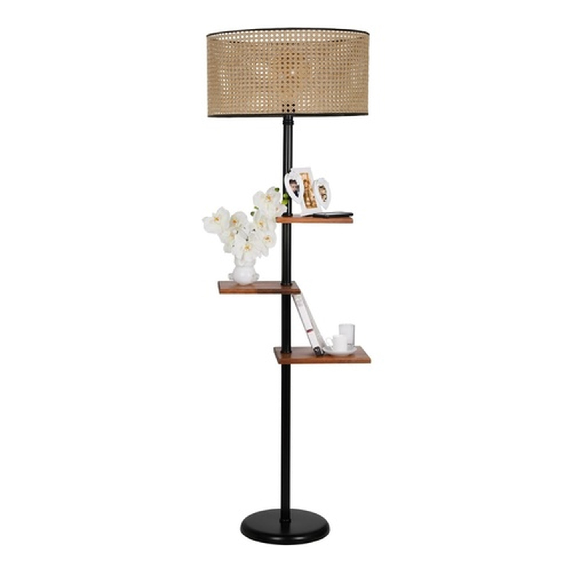 Lámpara de pie con metal , negro marrón, 45x45x170, casquillo E 27 Max 60 W