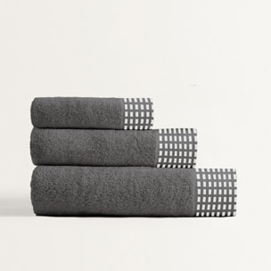Set de 3 toallas SQUARE - 450 gr/m2 - 30x50+50x90+70x130 cm gris oscuro