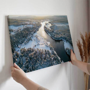 Tableau rivière enneigée vue aérienne Toile imprimée
