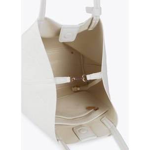 Shopper effetto pelle monogramma con logo ovale pendente