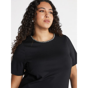 Fiorella Rubino - Vestido corto con escote bordado - Negro