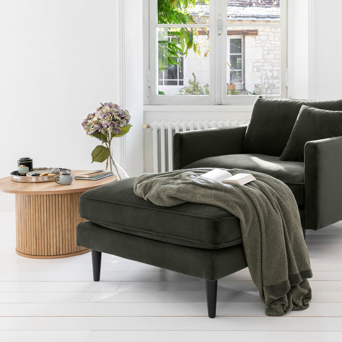 Table basse "Colva" en placage effet bois D70cm