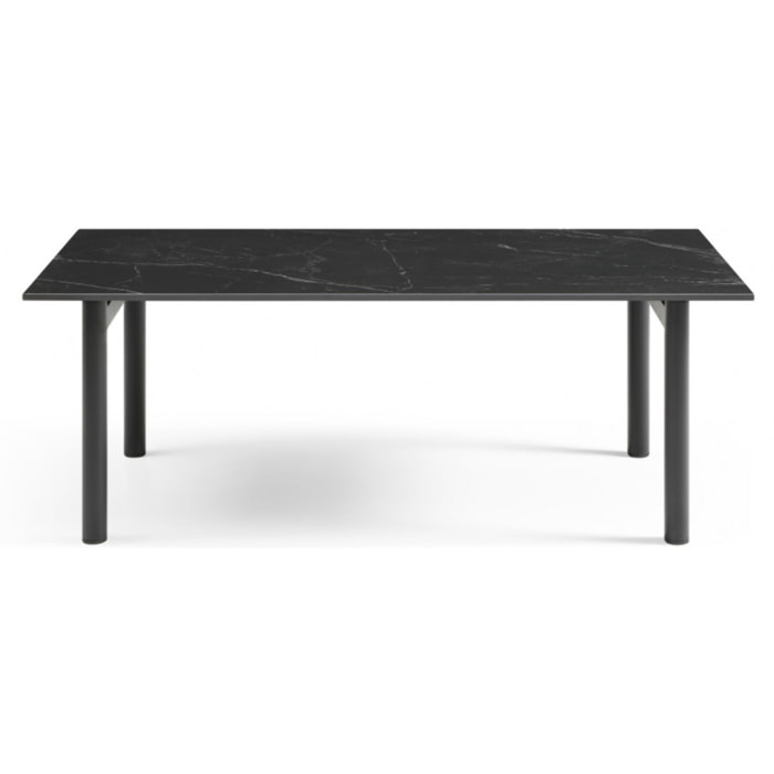 Table basse en céramique 120x60cm marbre noir pieds métal - UNIK