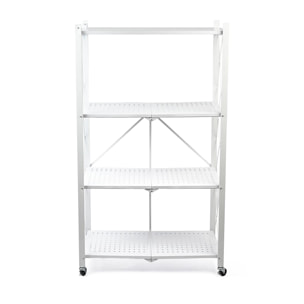 Estantería de Almacenamiento PLEGABLE de 4 Estantes con ruedas, SIN montaje - 71x34x125cm color Blanco