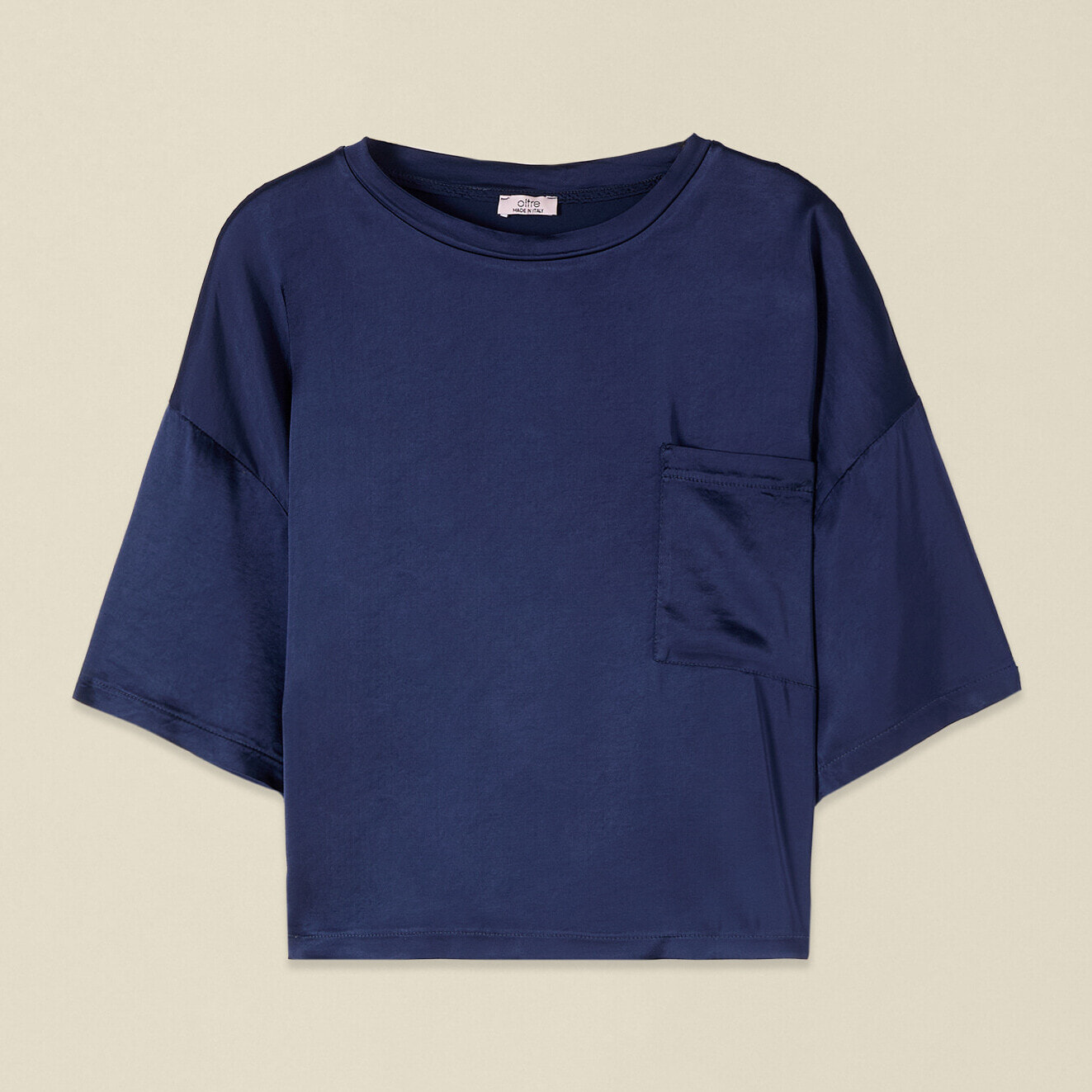 Oltre - Blusa boxy in raso di viscosa - Blu