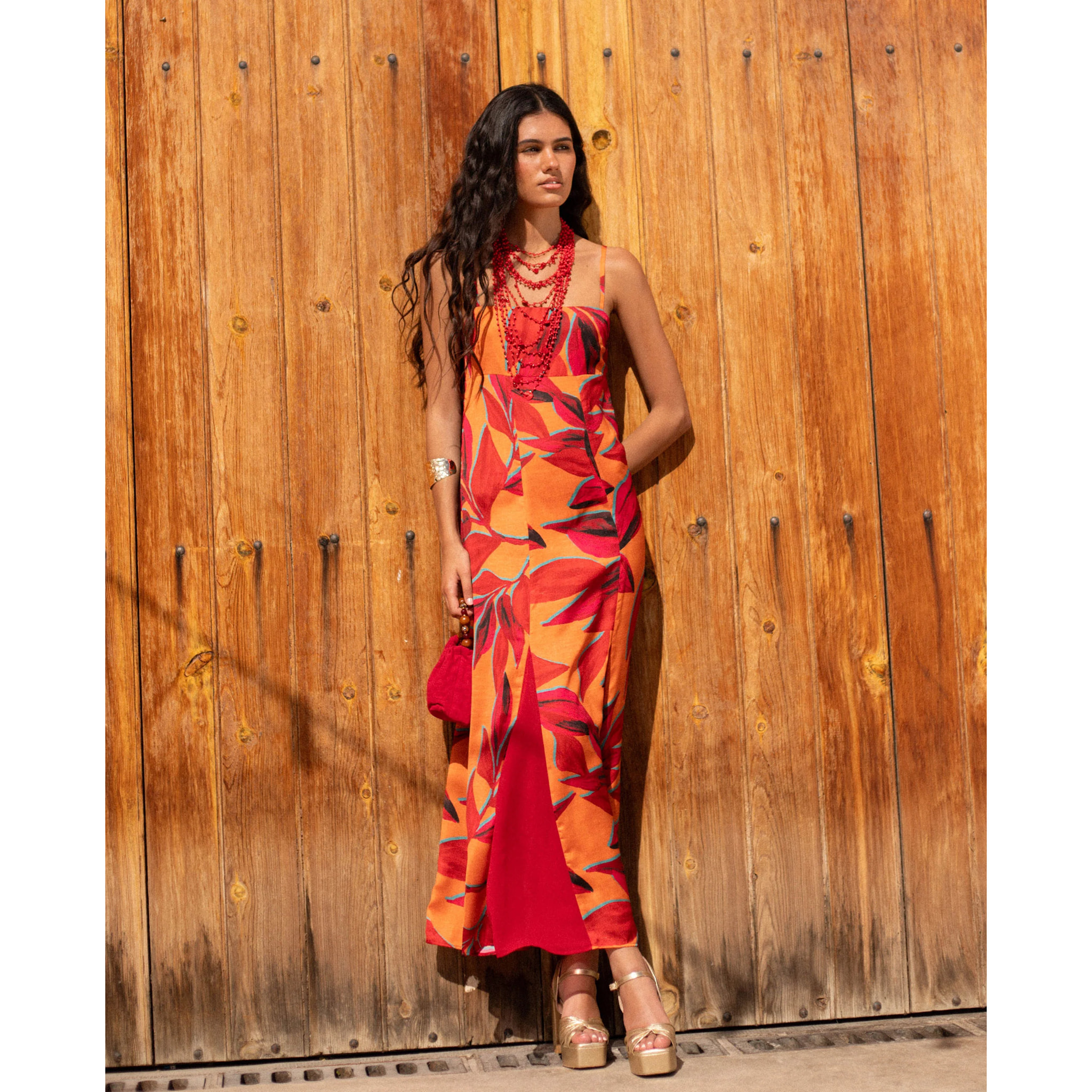 Vestido largo estampado floral de tirantes