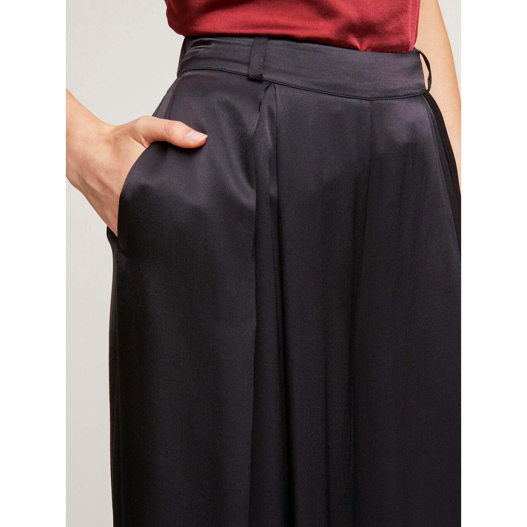 Motivi - Pantalón modelo palazzo de viscosa y satén - Negro