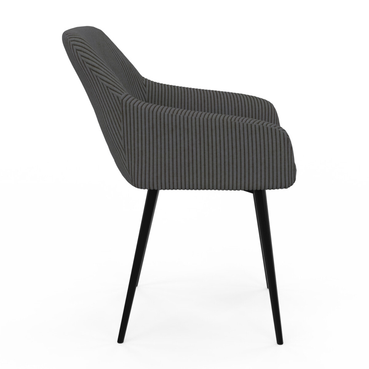 Chaises Jenny en velours côtelé et pieds métal - Gris