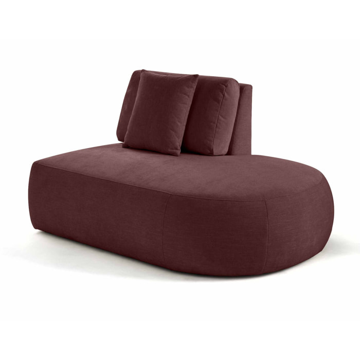 Santorini - module d'assise droit - en tissu texturé - Prune