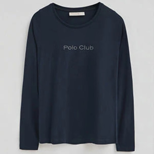 Camiseta azul marino de manga larga con brillantes Polo Club