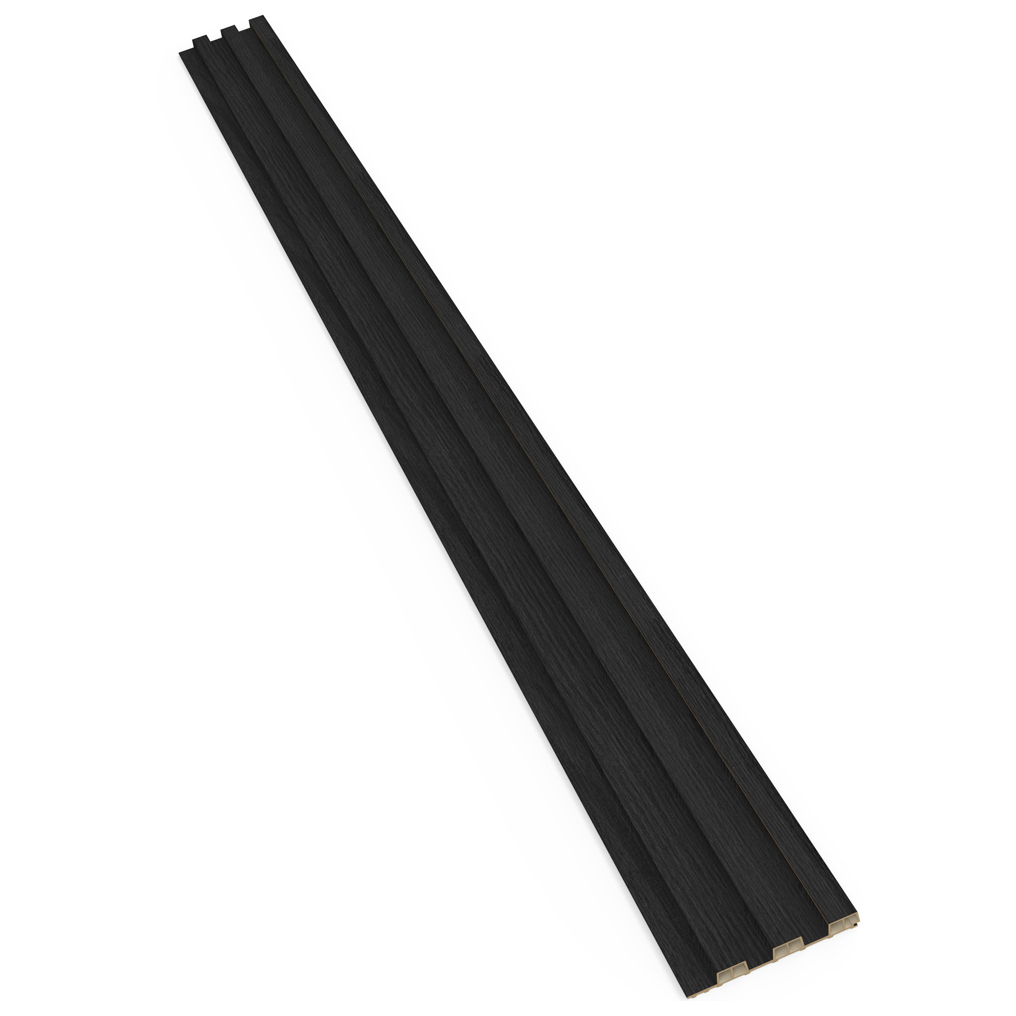 Chopin - Set 6 Pannelli Fonoassorbenti Decorativi 235x18 cm per Interno ed Esterno in WPC Nero