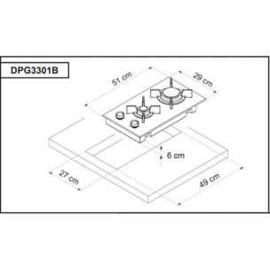 Table gaz DE DIETRICH DPG3301B Noir