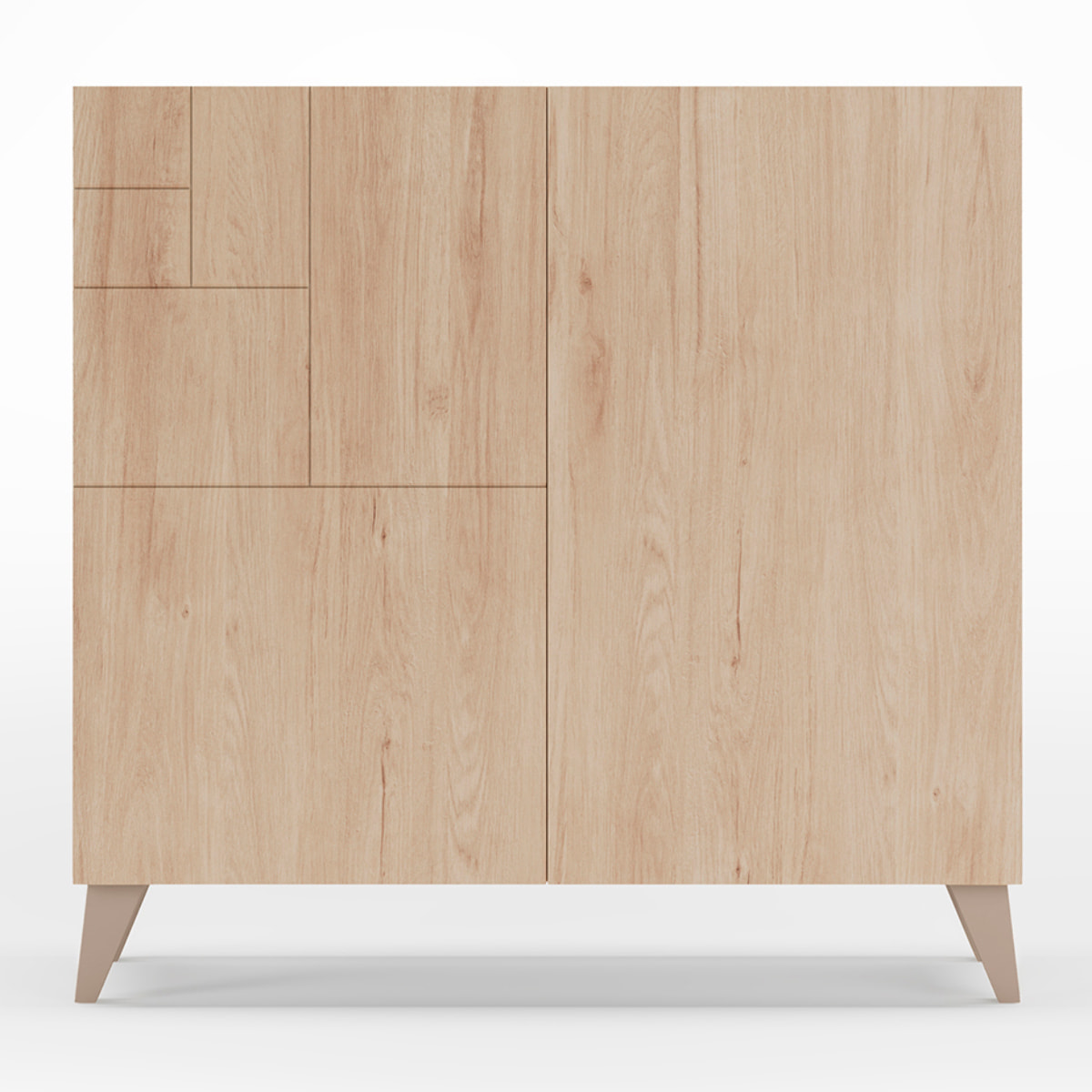 Zapatero Bergen melamina roble claro patas arena 87x90x27 cm