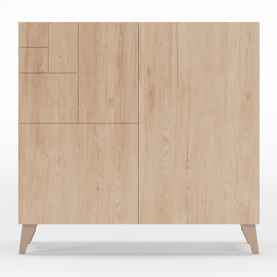 Zapatero Bergen melamina roble claro patas arena 87x90x27 cm