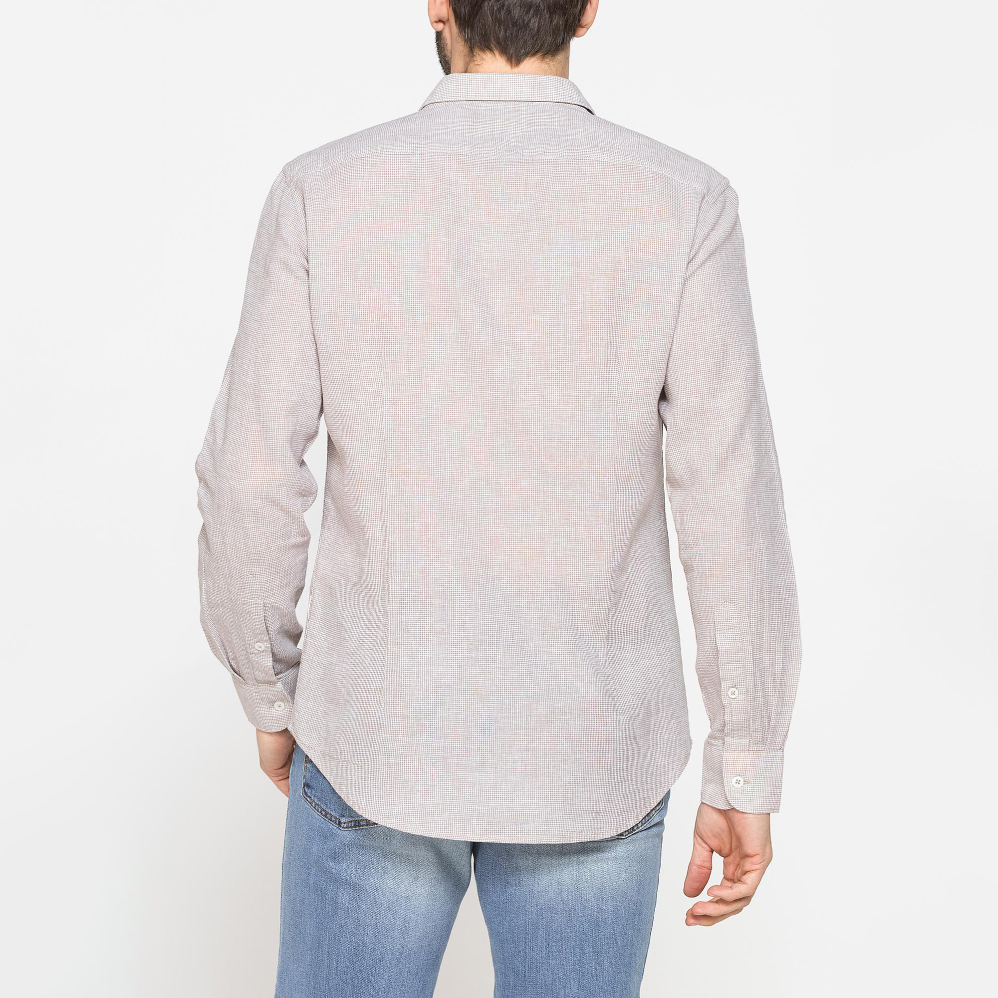 CAMICIA IN MISTO LINO E COTONE IN FANTASIA A RIGHE