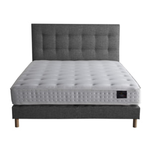 Ensemble matelas latex naturel, CLARTE + tête de lit capitonnée + sommier 11 cm