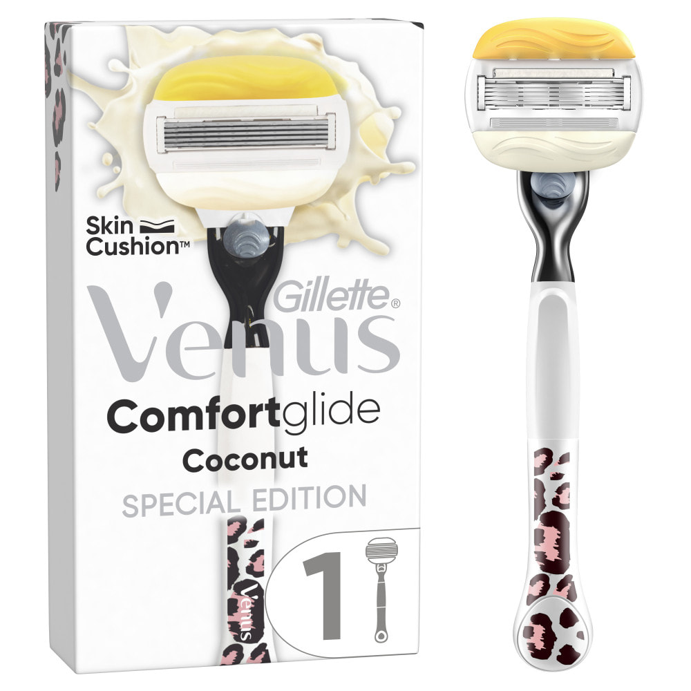 Gillette Venus Comfortglide Léopard Rasoir, 1 Manche, 1 Recharge De Lame, a 5 Lames, Rasage De Près