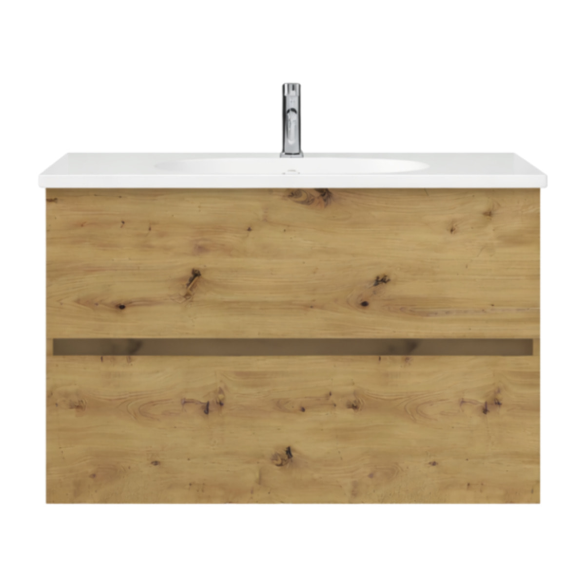 Meuble de salle de bain simple vasque 100 cm BURGBAD Joline chêne