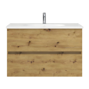 Meuble de salle de bain simple vasque 100 cm BURGBAD Joline chêne