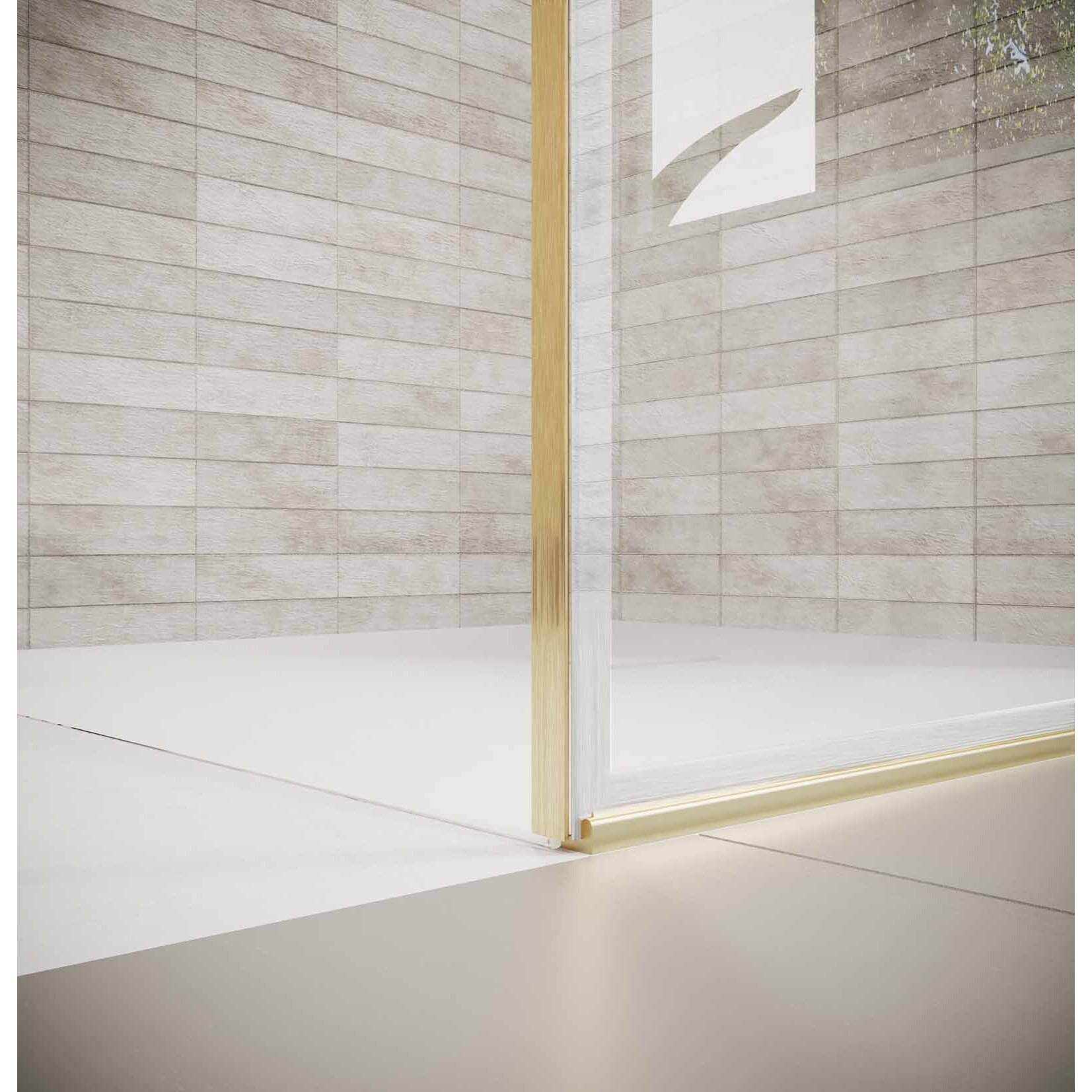 Porte de Douche Pivotante 70x195cm et Retour 80cm - Verre 8mm Anticalcaire - Profil Or Brosse