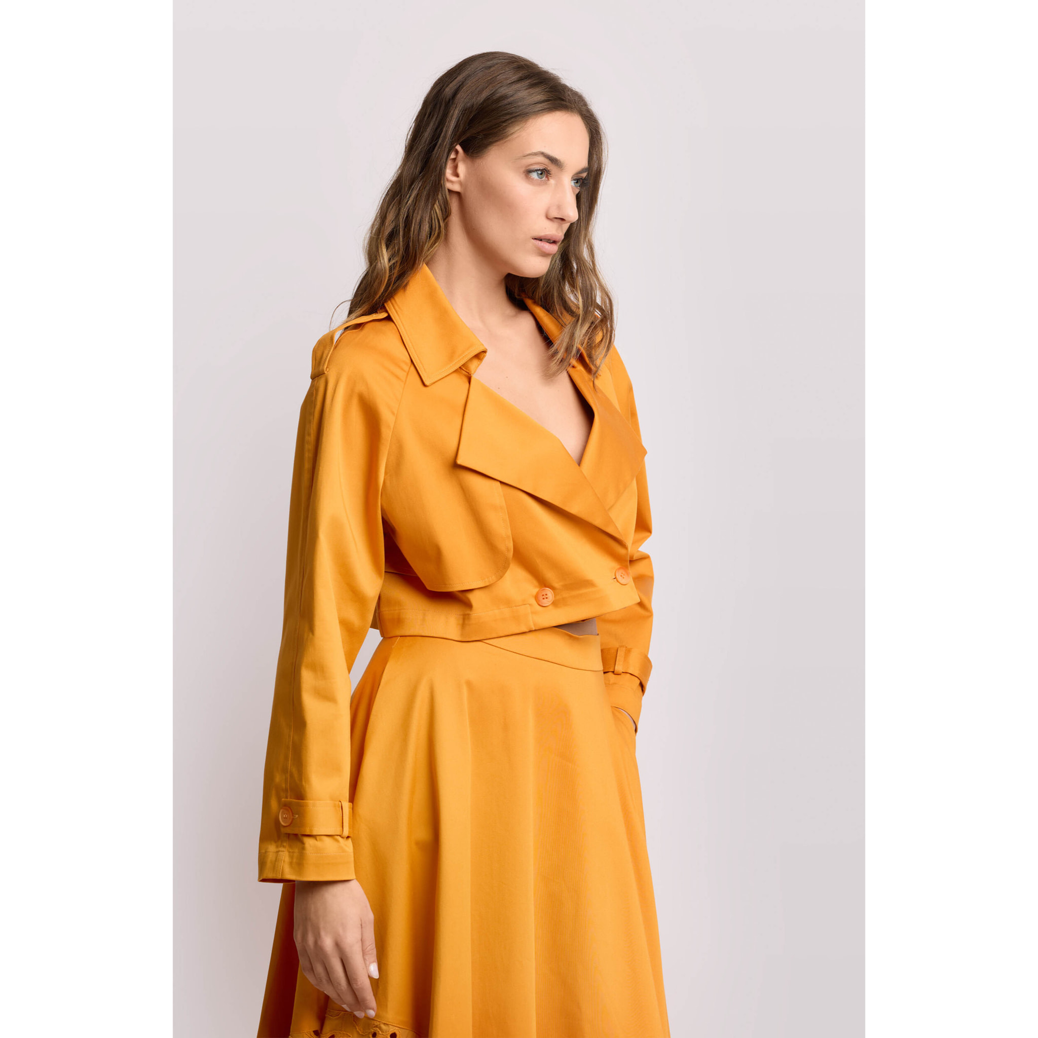 Kocca - Giacca corta stile trench Donna, Tinta unita, Scollo a V