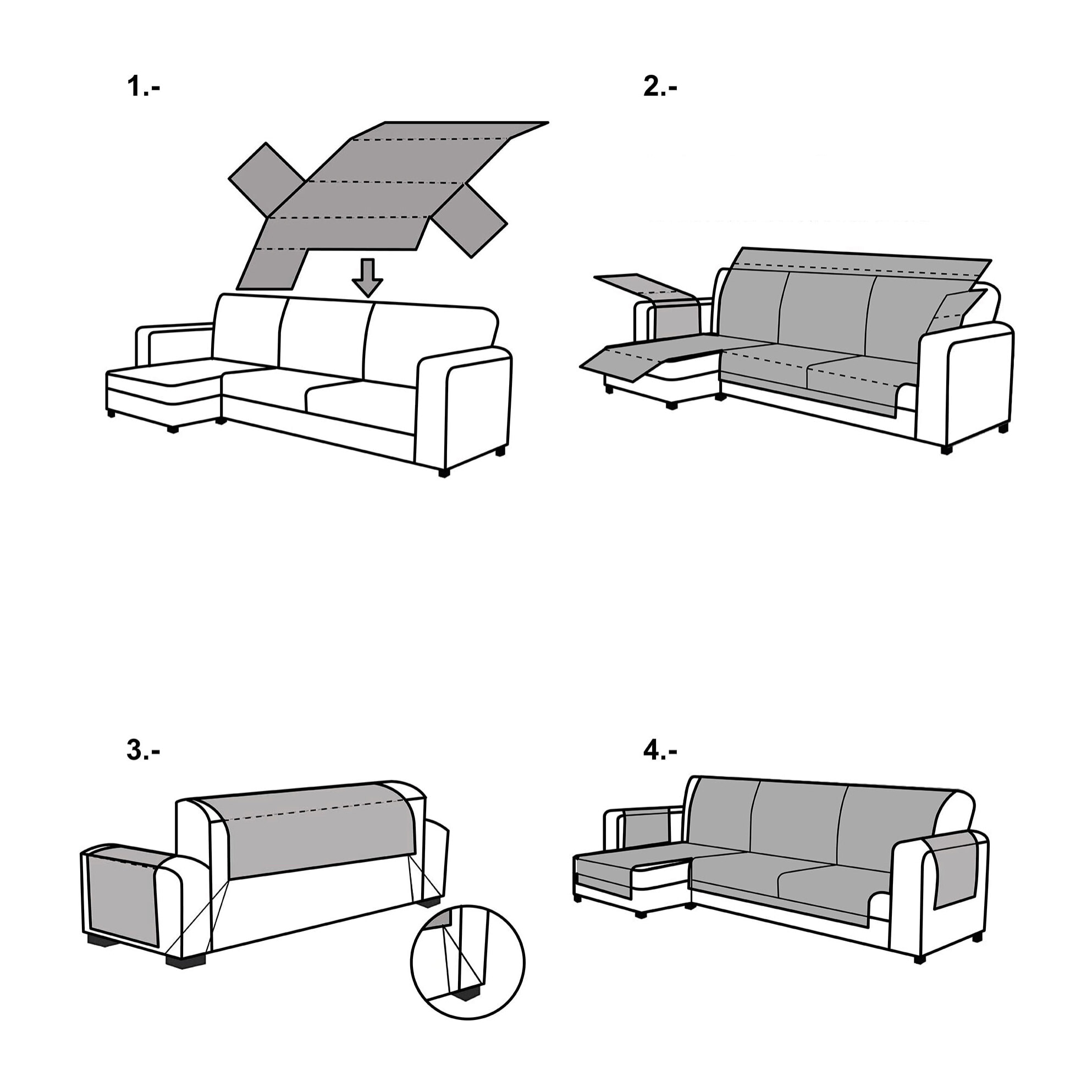 Cubre Sofá Chaise Longue Derecha modelo TIBET