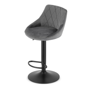 Sgabello da bar girevole OSKAR KAST velluto grigio con base nera
