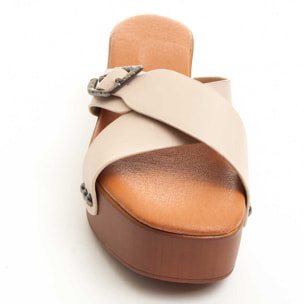 Sandalias de Tacón - Beige - Altura: 5 cm