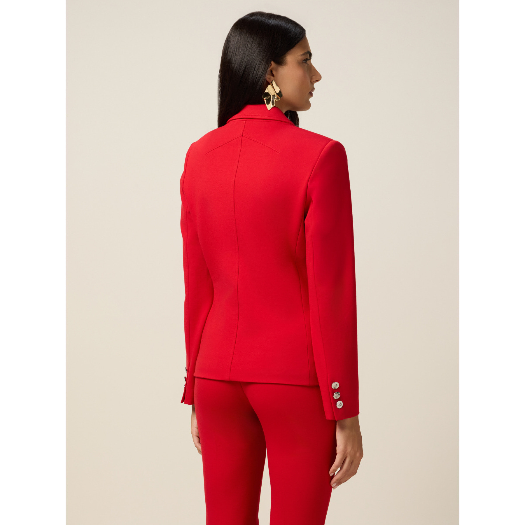 Oltre - Blazer cruzado en punto milano - Rojo