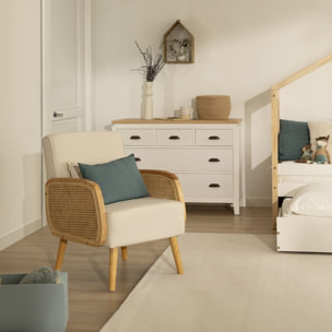 Fauteuil Corfu -textile et mousse pu-couleur naturel/beige 57 x 83 x 55 cm