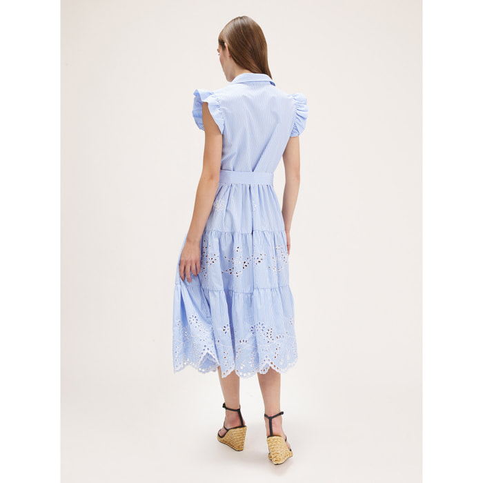 Motivi - Vestido camisero de sankt Gallen a rayas - Light - blue