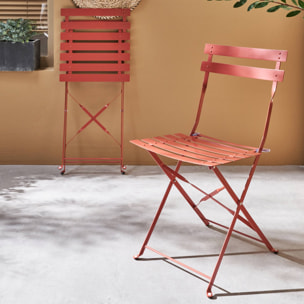 Lot de 2 chaises de jardin bistrot pliables en acier thermolaqué. 49.5 x 41 x 80.5cm