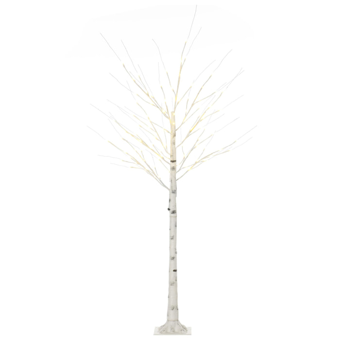 Árbol de Abedul Altura 180 cm con 96 Luces LED IP44 Blanco Cálido Ramas Flexibles y Base Lámpara de Árbol Decoración Navidad para Interiores 22x22x180 cm Blanco