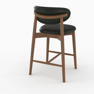 Lot de 2 chaises pour ilot central 64,5 cm en cuir synthétique noir - Yuna