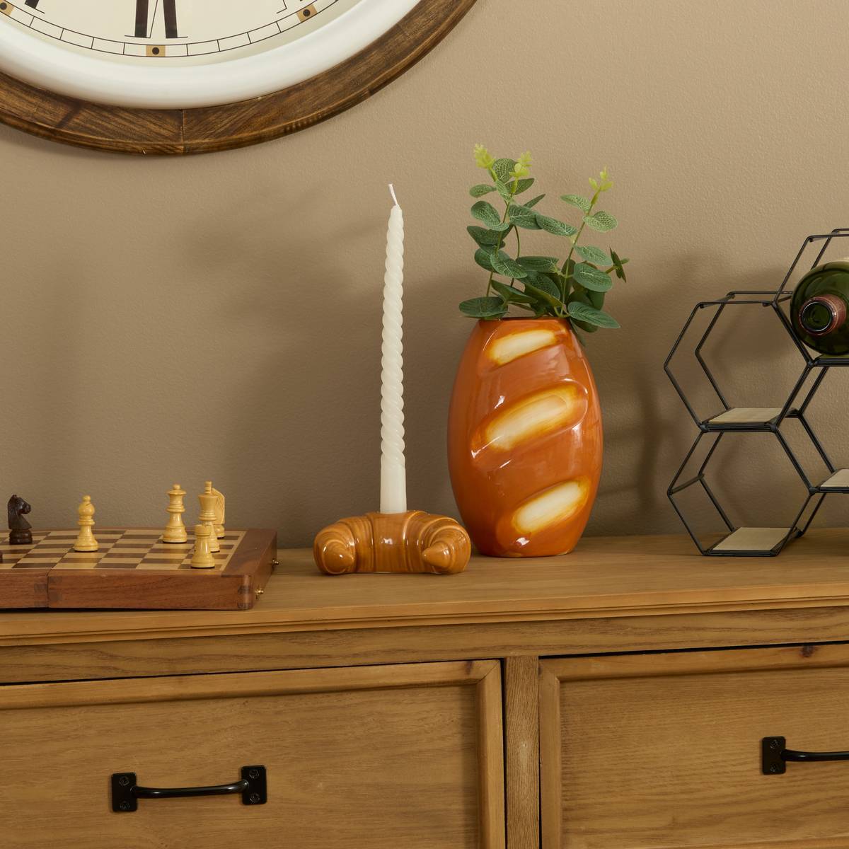 Vase baguette ne céramique  Fra H.19,5cm marron