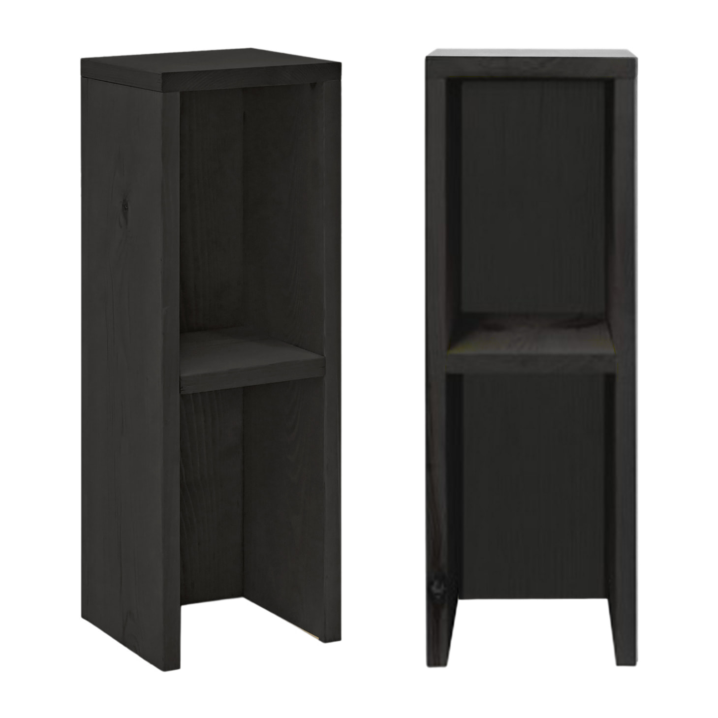 Pack de 2 tables de chevet ou d’appoint en bois massif noir 60x20cm Hauteur: 60 Longueur: 20 Largeur: 20