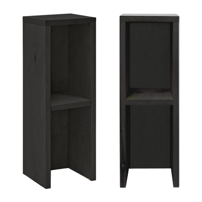 Pack de 2 tables de chevet ou d’appoint en bois massif noir 60x20cm Hauteur: 60 Longueur: 20 Largeur: 20