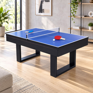 Table multi-jeux 3 en 1 billard et ping-pong en bois noir ARIES