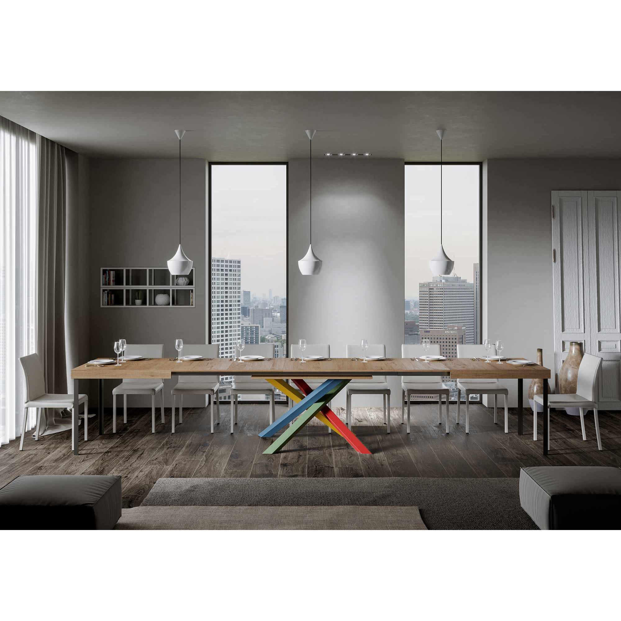 Mesa extensible 90x130/390 cm Volantis Roble Natural estructura multicolor 4/B