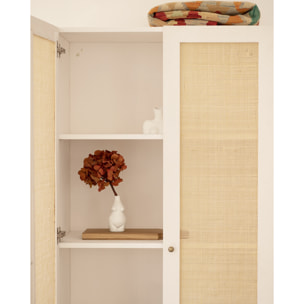 Armoire medulla en bois massif et rotin blanc 180x80cm Hauteur: 180 Longueur: 80 Largeur: 40