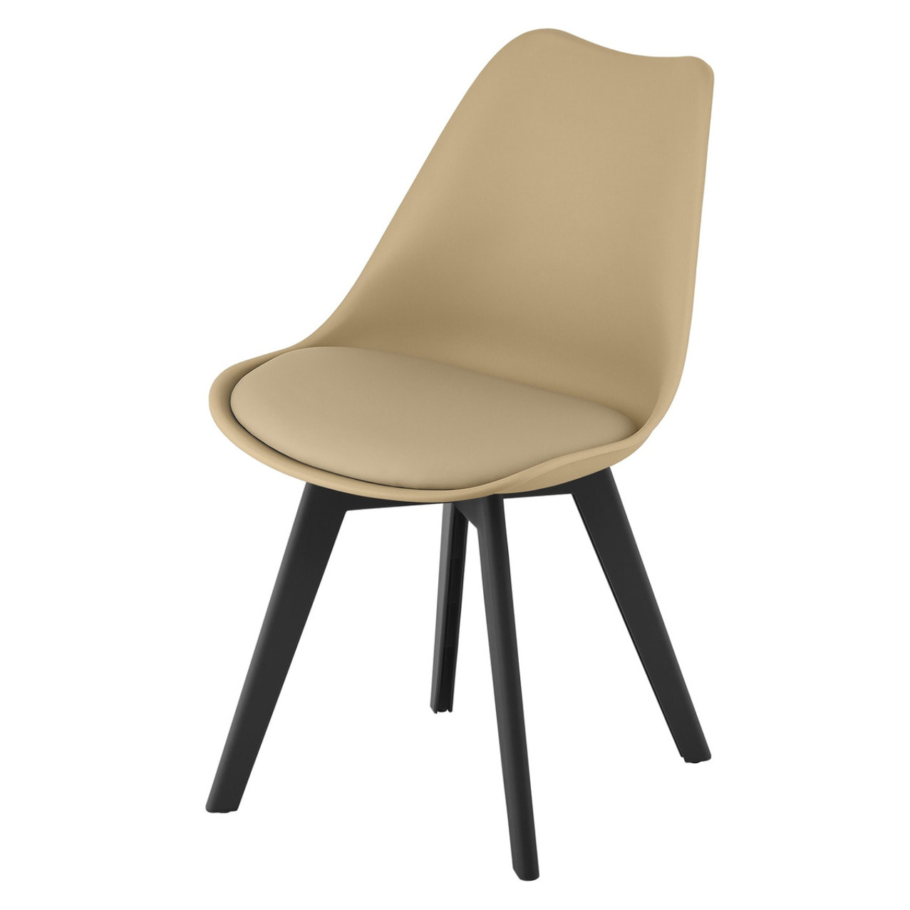 Sedia Mark con cuscino in ecopelle beige scuro