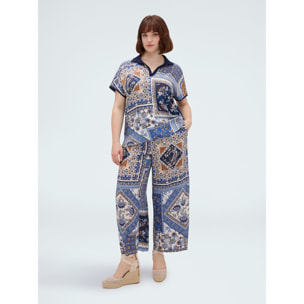 Fiorella Rubino - Pantaloni cropped in viscosa - Blu