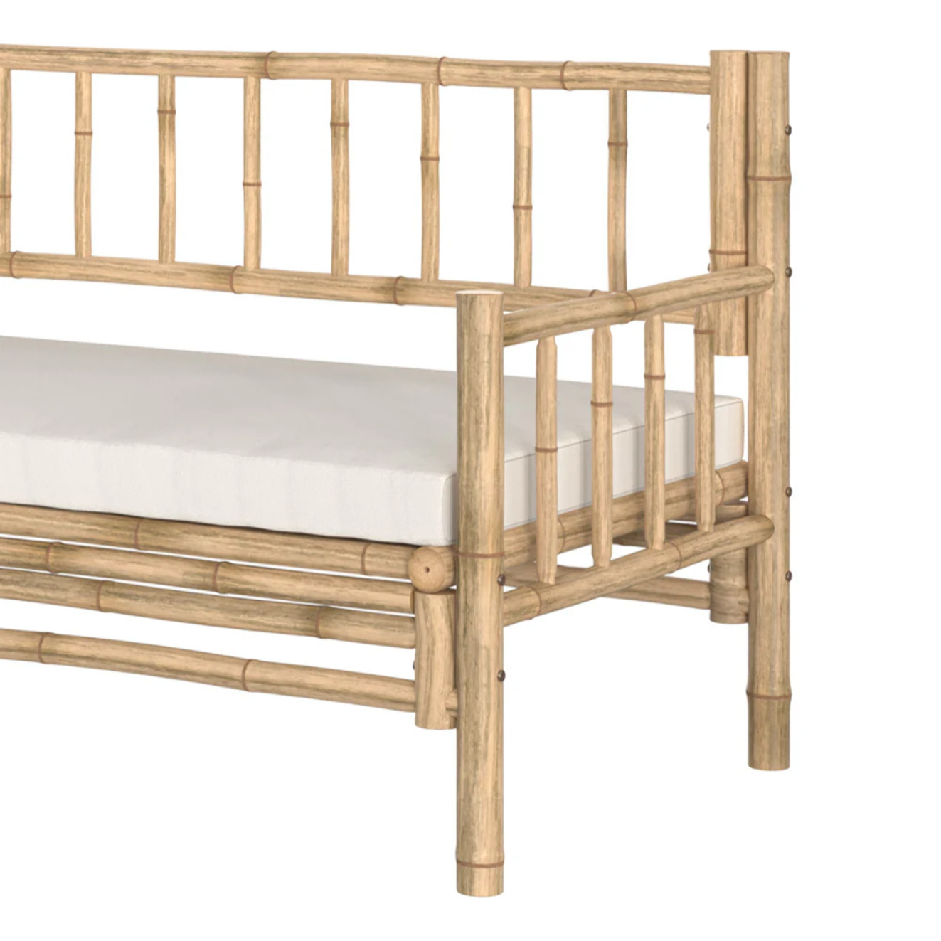 Canapé de jardin blanc 3 places en bambou naturel - Vadella