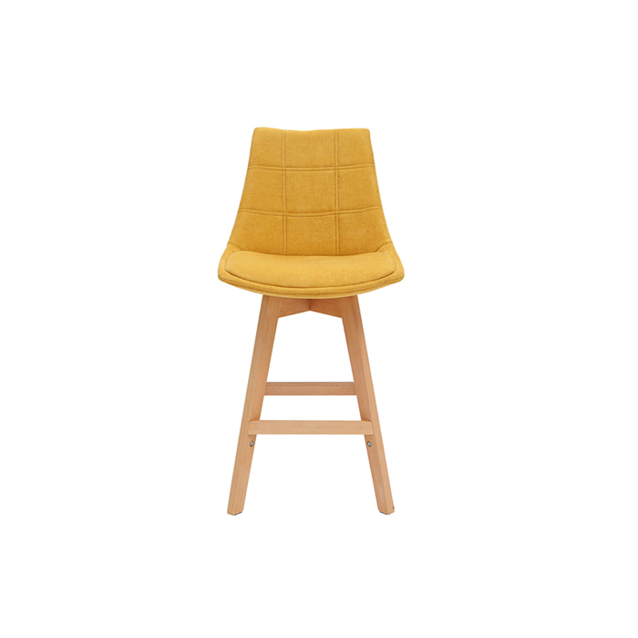 Tabourets de bar scandinaves tissu effet velours jaune moutarde 65 cm (lot de 2) MATILDE