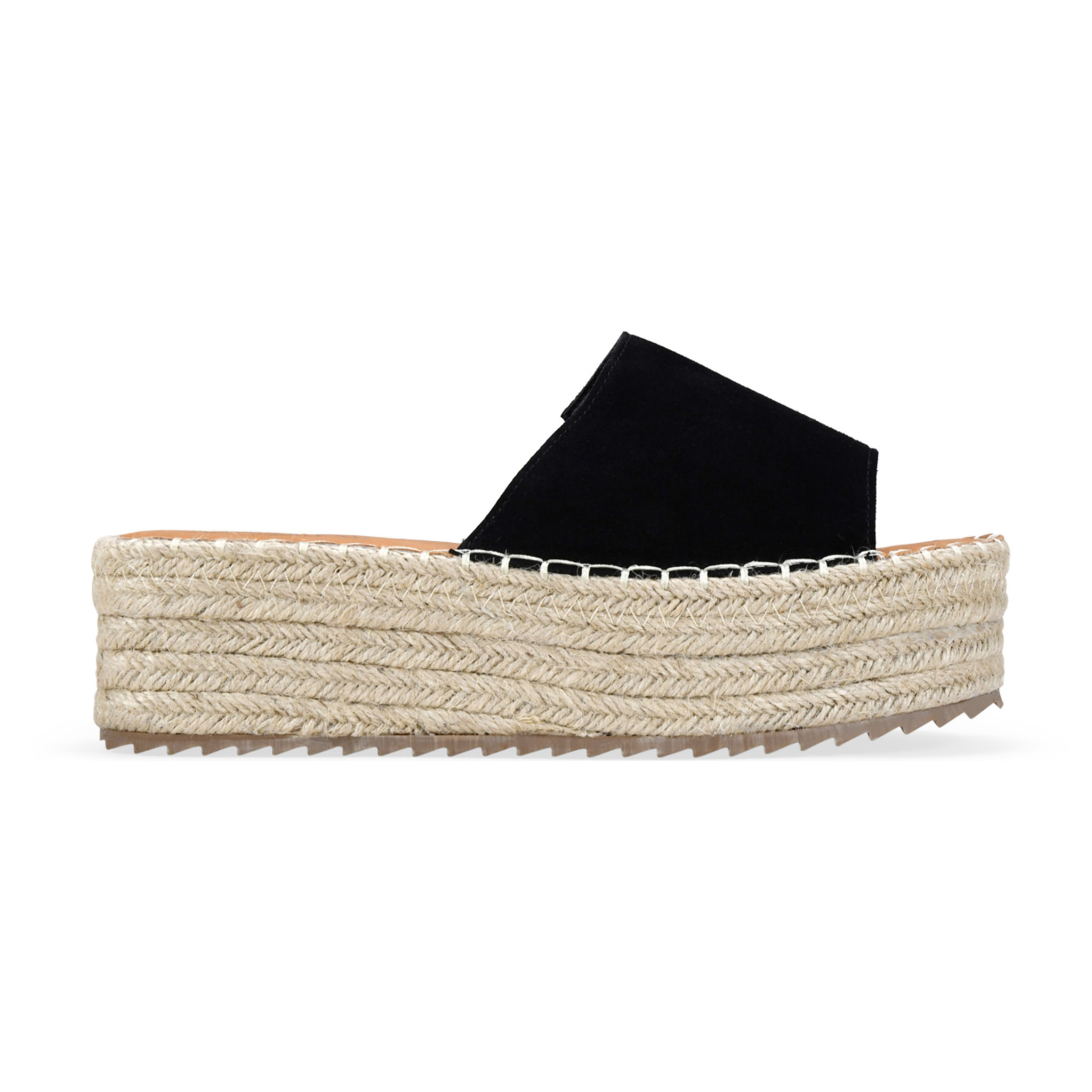 Sandalias pala negras de piel con esparto