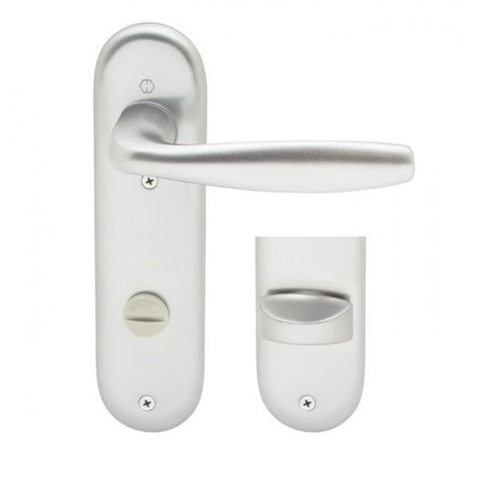 Ensemble de porte sur plaque New york - entr.165mm - WC - aspect inox F9 - 1810/318KN - 3398456