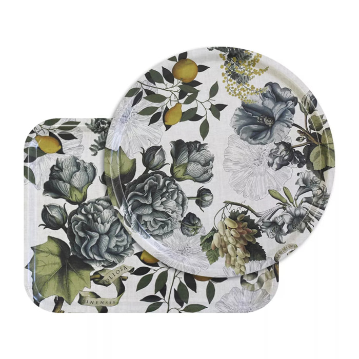 Plateau bois imprimé bleu vert Giardino naturel