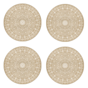 Set de 4 individuales de vinilo CERAMIKO, Mandala Delhi 4u-[Diam] 40 cm