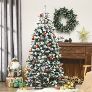 Árbol de Navidad Artificial Altura 180 cm Árbol Nevado con 695 Ramas 57 Piñas Apertura Automática Forma de Torre Base de Acero Plegable Ø104x180 cm Verde